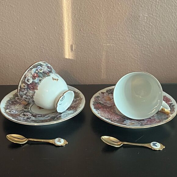 Bradford Exchange Lena Liu greetings teacup,spoon and saucer set for 2 - Picture 6 of 15